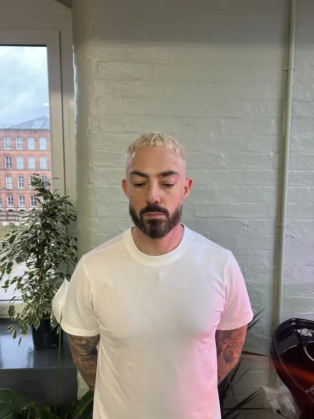 A bleached crop with a shaped beard